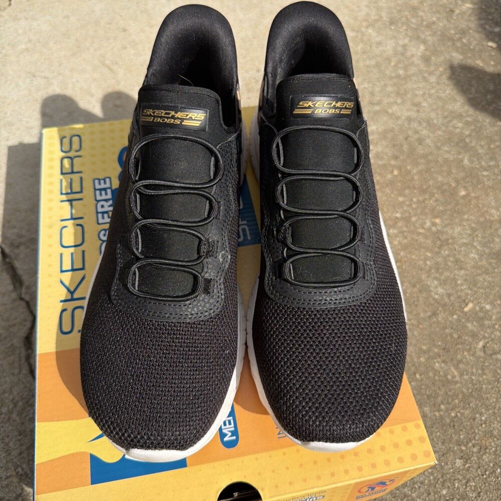 Skechers BOBS Sport Hands Free Slip-Ins Womens 8 Black Leopard NIB Memory Foam